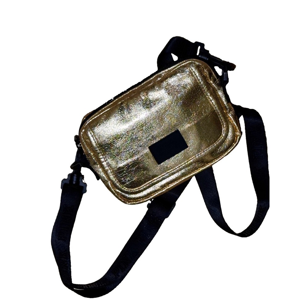 VICTORIA'S SECRET PINK CROSSBODY FANNY PACK BELT BAG ZIP TOP PURSE GOLD METALLIC